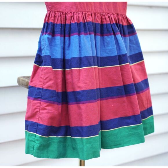Tommy Hilfiger Girls Red Blue Striped Tulle Dress - Picture 3 of 6